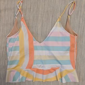 🌈Kortni Jeane NWOT Rainbow scoop back top